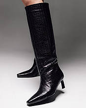 Чоботи з загостреним носом рептилія Lottini 5949 36 чорна шкіра