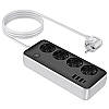 Мережевий фільтр подовжувач Hoco Sunlight 4-bit desktop socket AC21 3USB/1Type-C 17W/3.4A довжина кабеля 3 метра 3m, фото 4