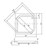 Душовий піддон Besso Ares 90х90х25 см квадратний акриловий середньої висоти, фото 4