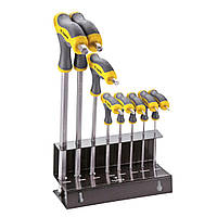 Ключі шестигранні TOPEX, набір 8шт, Т-подібне руків'я, CrV, 2-10мм, стійка для зберігання Baumar - Порадуй Себе