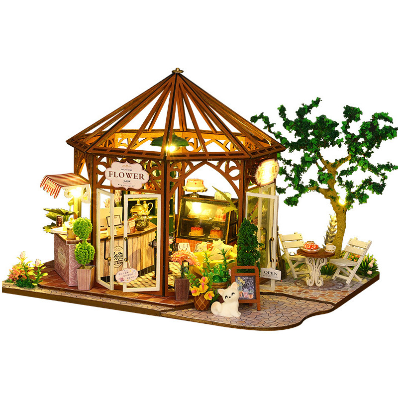 Ляльковий дім конструктор DIY House ES013-A Flower House Coffee Shop збірний румбокс