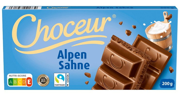 Шоколад Молочний Choceur Alpen Sahne Шосе Альпійські Вершки 200 г Німеччина (5 шт./1 уп)