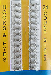 Пришивні гачки металеві для одягу 13*7 (№ 0) мм 12 шт/уп СРІБНІ