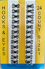 Пришивні гачки металеві для одягу 15*8 мм (№ 1) 24 шт/уп ЧОРНІ