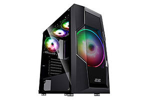 Корпус 2E GAMING Turbo G2057B без БЖ 2xUSB3.0, 1xUSB2.0, 1x200мм, ARGB, 3x120мм ARGB, VGA 345мм, LCS ready, HUB, TG Side Panel,