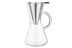 Кемекс для заварювання кави з фільтром Ardesto Black Mars, 600мл, боросилікатне скло, нержавіюча сталь, прозорий Baumar - Порадуй