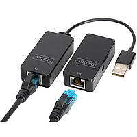 Подовжувач DIGITUS USB, USB 2.0, для використання з кабелем Cat5/5e/6 UTP, STP або SFT, до 50 м, чорний Baumar - Порадуй Себе