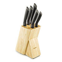 Набір ножів Tefal Comfort, з дерев’яною підставкою, 5шт. нержавіюча сталь, пластик, дерево, чорний Baumar - Порадуй Себе