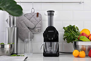 Соковитискач Ardesto шнековий 200Вт, чаша-0.6л, жмих-0.7л, пластик/метал, чорно-сріблястий Baumar - Порадуй Себе