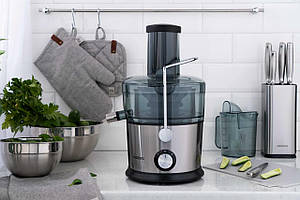 Соковитискач Ardesto відцентрований 1100Вт, чаша-1л, пластик/метал, сріблясто-чорний Baumar - Порадуй Себе