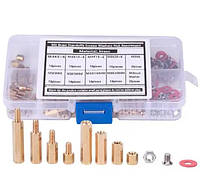 Стійка монтажна латунна М3 120 шт., міжплатна 6-гранна, набір із гвинтами corvette