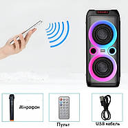 Колонка Bluetooth 20Вт з караоке мікрофоном та пультом управління та підсвічуванням TTD-2809, фото 8