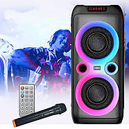 Колонка Bluetooth TTD-2809 20Вт з караоке мікрофоном та пультом управління та підсвічуванням, фото 2