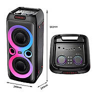 Колонка Bluetooth 20Вт з караоке мікрофоном та пультом управління та підсвічуванням TTD-2809, фото 9