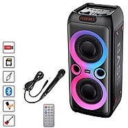 Колонка Bluetooth TTD-2809 20Вт з караоке мікрофоном та пультом управління та підсвічуванням, фото 3