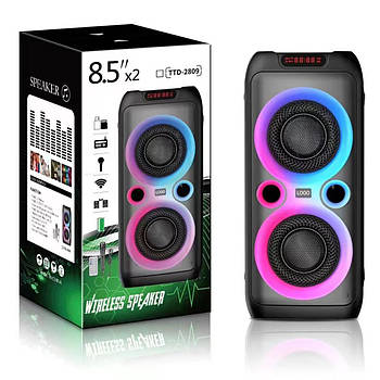 Колонка Bluetooth  TTD-2809 20Вт з караоке мікрофоном та пультом управління та підсвічуванням