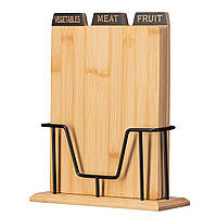 ARDESTO Набір дошок кухонних на підставці Midori, 3шт, 23.5х7.5х27см, бамбук, метал Baumar - Порадуй Себе