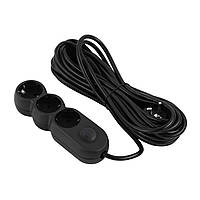 2E Подовжувач мережевий Plus 3хТип F, 3х1мм кв, 10A, 10м, чорний Baumar - Порадуй Себе