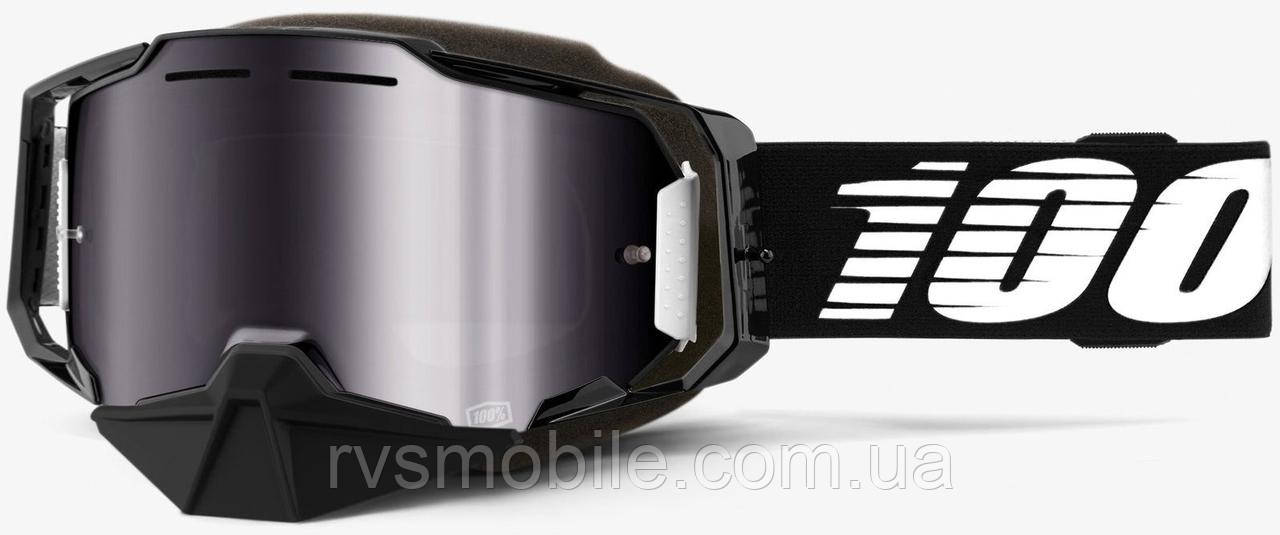 Окуляри 100% ARMEGA SNOWMOBILE Black — Mirror Silver Lens, Mirror Lens