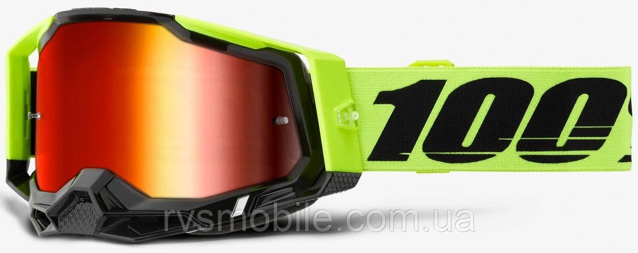 Окуляри 100% RACECRAFT 2 Neon Yellow - Mirror Red Lens, Mirror Lens