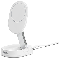 Belkin Зарядний пристрій бездротовий 15Вт Magnetic Stand Qi2, адаптер 20Вт USB-C, білий Baumar - Порадуй Себе