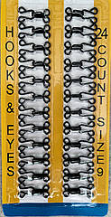Пришивні гачки металеві для одягу 30*12 мм (№ 9) 24 шт/уп ЧОРНІ