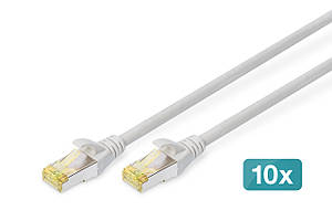 Digitus Патч-корд CAT 6a S-FTP, 1м, AWG 26/7, Cu, LSZH, сірий, 10шт. Baumar - Порадуй Себе