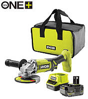 Ryobi Шліфмашина кутова акумуляторна ONE+ RAG18125-1C40S 125мм 18В 1х4А·год 9000об·хв 2.2кг сумка Baumar - Порадуй Себе