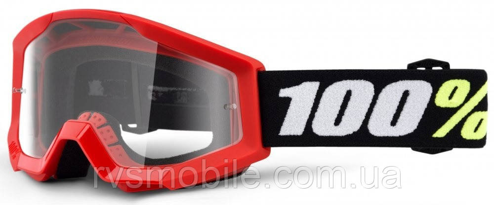Маска кросова дитяча 100% STRATA MINI Goggle Red - Clear Lens