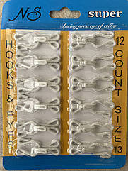 Пришивні гачки металеві для одягу обтягнуті тканиною 36*14 мм (№ 13) 12 шт/уп БІЛІ