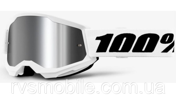 Маска кросова 100% STRATA Goggle II White — Mirror Silver Lens