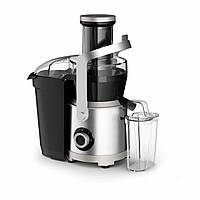 Tefal Соковитискач Nutri XXL відцентрований 1000Вт, чаша-0.8л, жмих-2.2л, жолоб на ціле яблуко, пластик/метал, чорний-нержавіюча