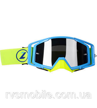 Маска кросова LAZER Goggle Race Style Blue Yellow — Mirror Silver Lens