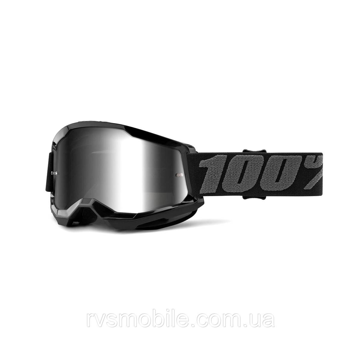 Маска кросова 100% STRATA Goggle II Black — Mirror Silver Lens