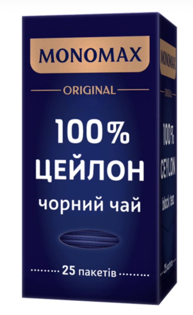 Чай чорний  пакетований МОНОМАХ 100% CEYLON цейлонський в конверті, 25 пакетиків*2 гр., фото 1