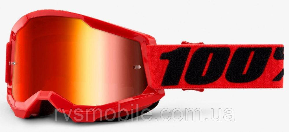 Маска кросова підліткова 100% STRATA II Youth Goggle Red - Mirror Red Lens One size