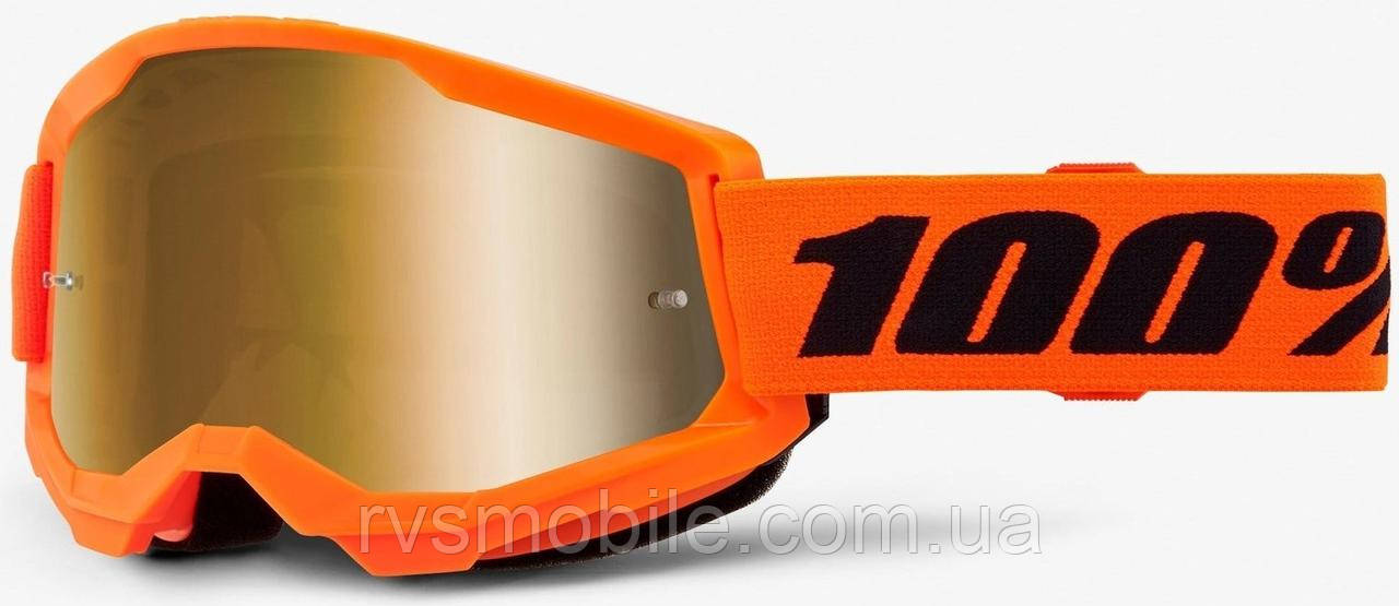 Маска кросова 100% STRATA Goggle II Neon Orange — Mirror Gold Lens One size