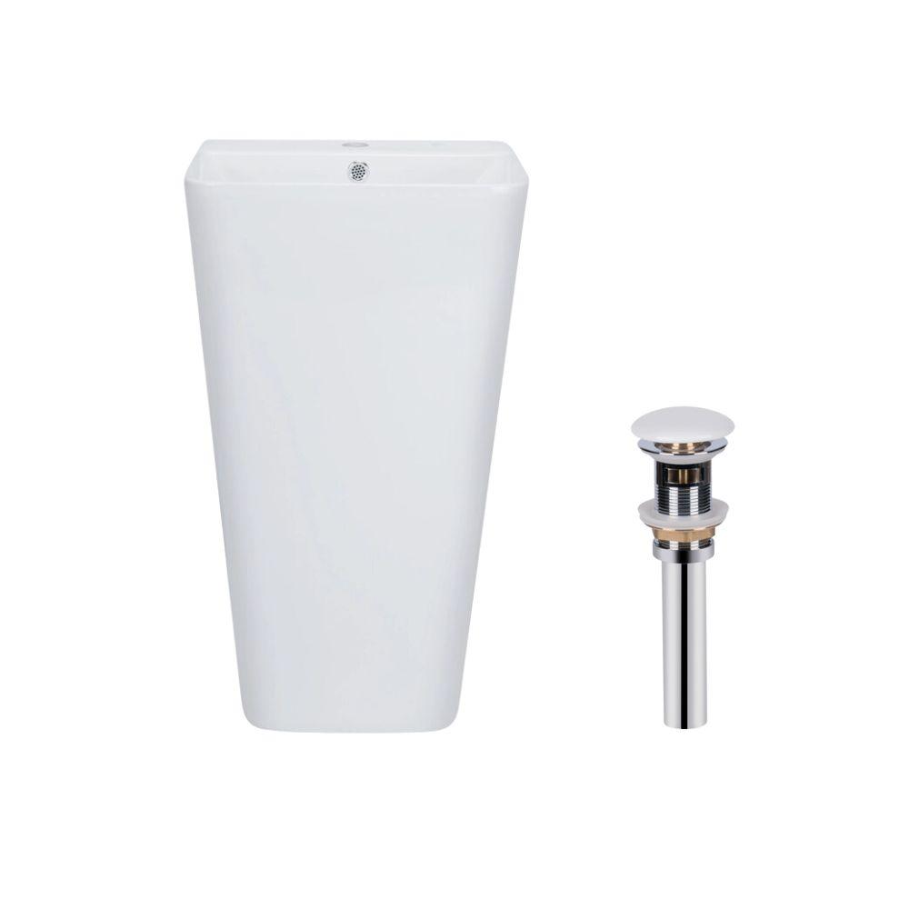 Комплект Qtap Tern: Раковина напольна моноблок 440х380х830 мм White + Донний клапан PU02O Baumar - Завжди Вчасно, фото 1