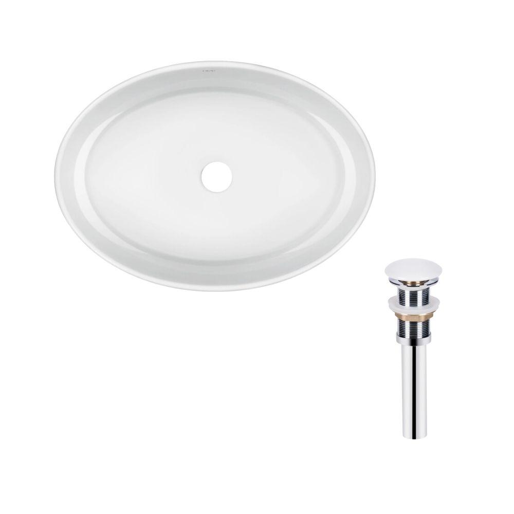 Комплект Qtap Kolibri: Раковина накладна овальна 500x360x140 мм White + Донний клапан PU02 Baumar - Завжди Вчасно, фото 1