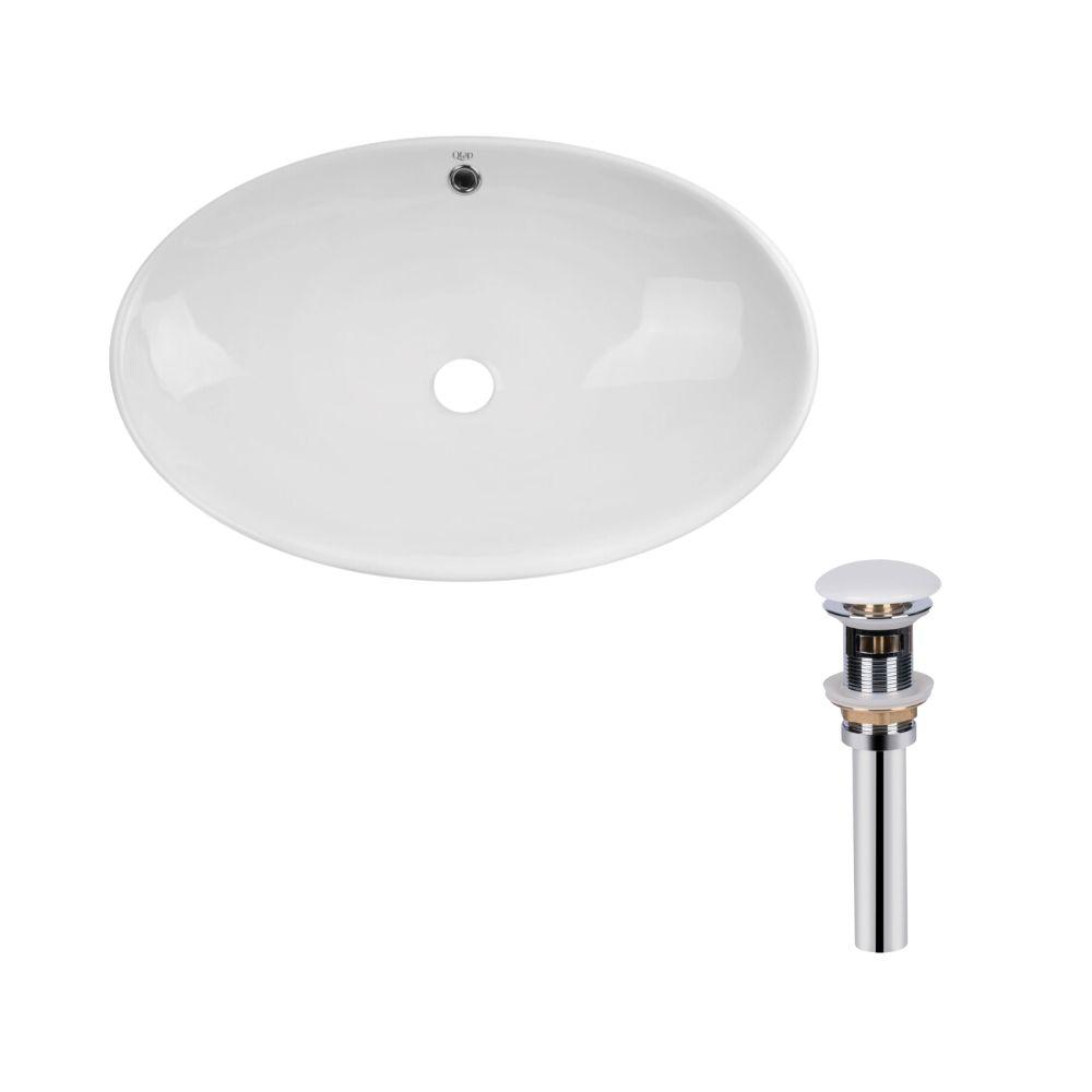 Комплект Qtap Dove: Раковина накладна овальна 635x420x150 мм White + Донний клапан PU02O Baumar - Завжди Вчасно, фото 1