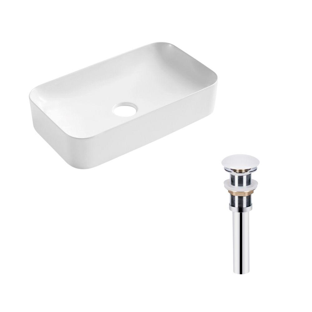 Комплект Qtap Tern: Раковина накладна прамокутна 610x350x135 мм WHITE + Донний клапан PU02 Baumar - Завжди Вчасно, фото 1