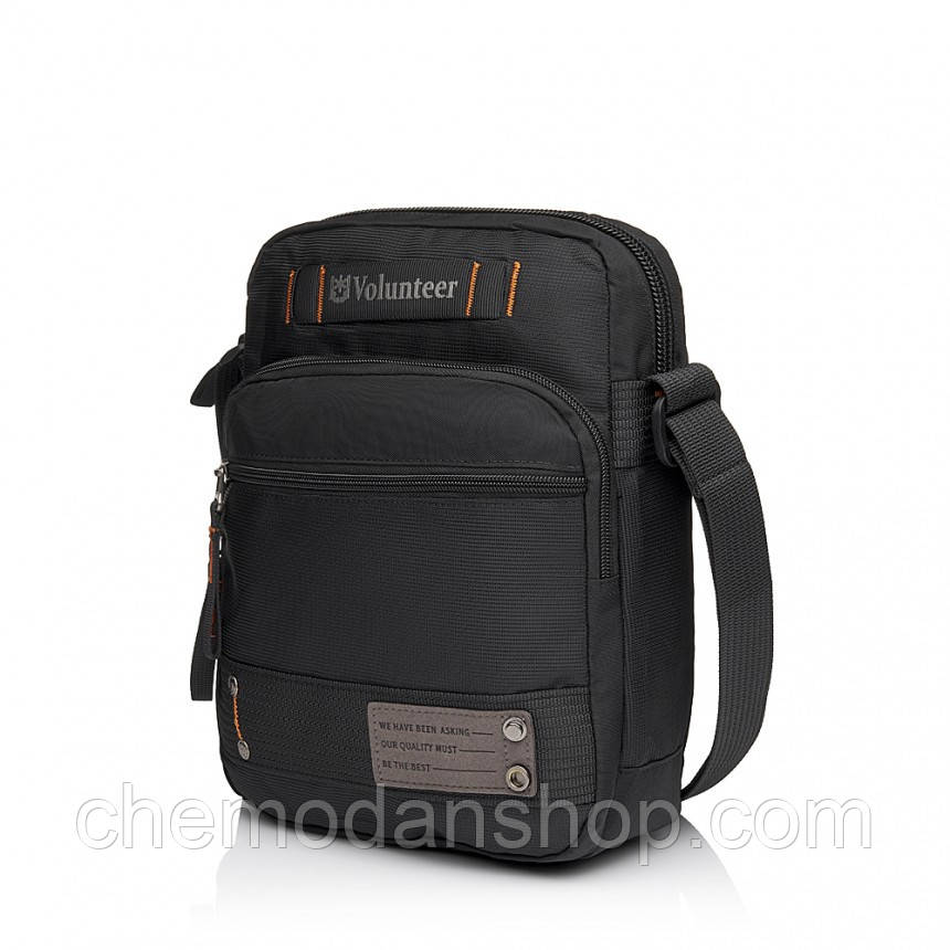 Сумка чоловіча з поліестеру чорна VOLUNTEER 1835-06