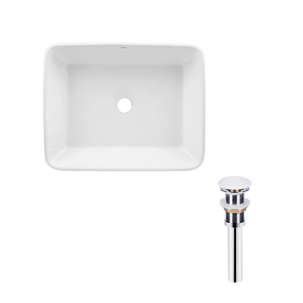 Комплект Qtap Tern: Раковина накладна прамокутна 480х370х135 мм White + Донний клапан PU02 Baumar - Завжди Вчасно, фото 1