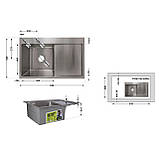 Мийка для кухні інтегрована Lidz Handmade H6350R крило праворуч (LDH6350BRUR45587) Brushed Steel 3,0/1,0 мм Baumar - Завжди Вчасно, фото 2