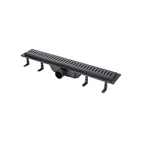 Трап Qtap Dry FF304-600MBLA лінійний з сухим закривом та нержавіючою решіткою 600х73 Baumar - Завжди Вчасно