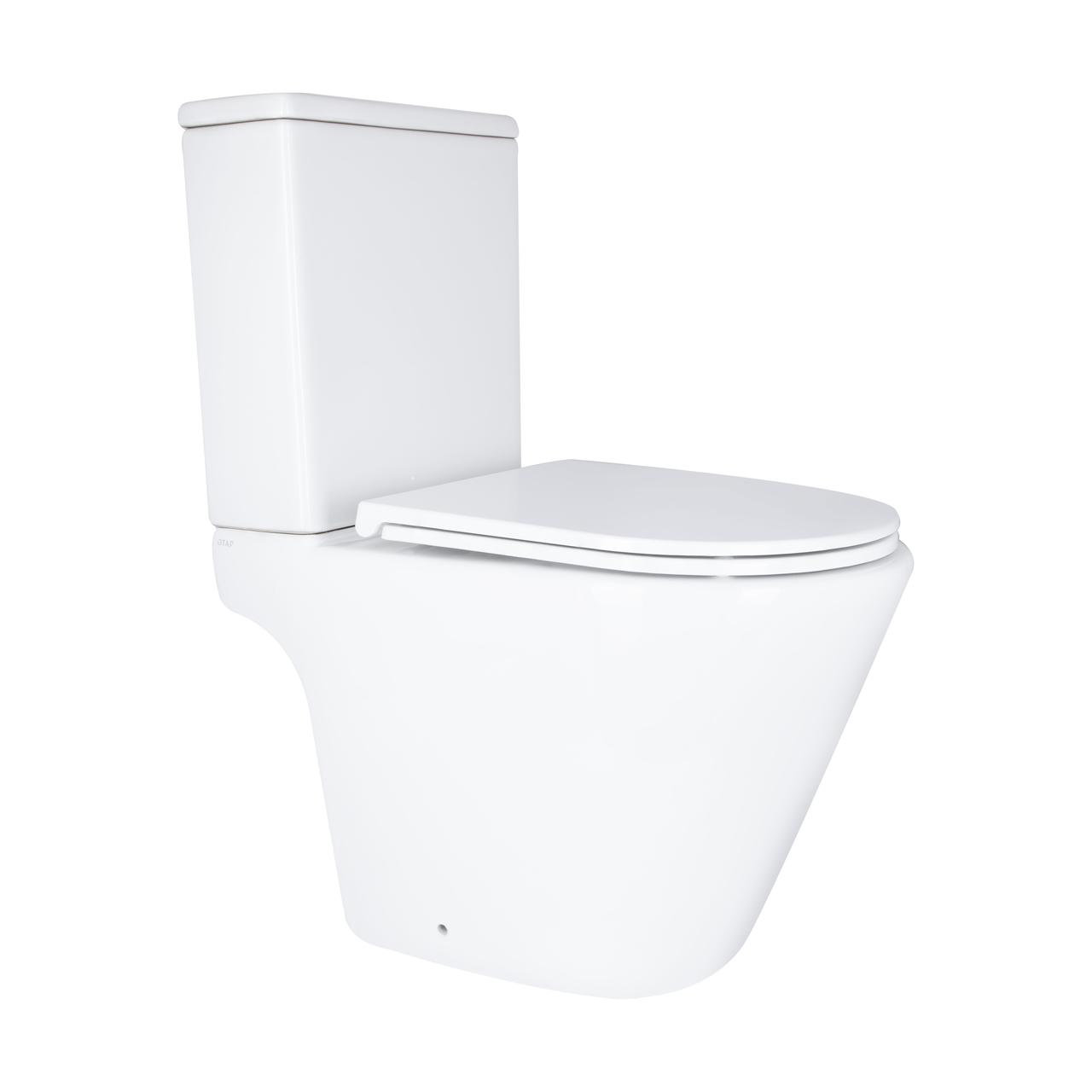Унітаз підлоговий Qtap Dove Rimless безобідковий з сидінням Soft-close WHITE QT06228380BW Baumar - Завжди Вчасно, фото 1