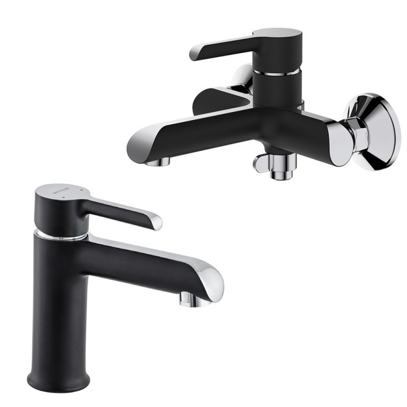 Набір 2в1 змішувачів для ванни Mixxus Premium Edem 009 (Black) та умивальник Mixxus Premium Edem 009 (Black)