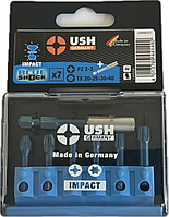 Набір насадок викруткових Blueshock USH: 1/4", PZ2-3; T20-25-30-40, магнітний тримач, 7 елем. Baumar - Порадуй Себе