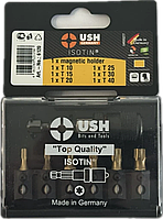 Набір насадок викруткових Isotin USH: 1/4", T10, T15, T20, T25, T30, T40 магнітний тримач, 7 ел. Baumar - Порадуй Себе