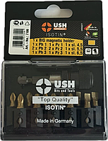 Набір насадок викруткових Isotin USH: 1/4", PH1, 2xPH2, PZ1, 2xPZ2, SL4.5- 6.5 магнітн тримач, 12ел. Baumar - Порадуй Себе